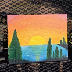 Vibrant Sunrise Over Lake Canvas Art